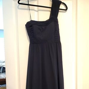 Black flowing one shoulder dress